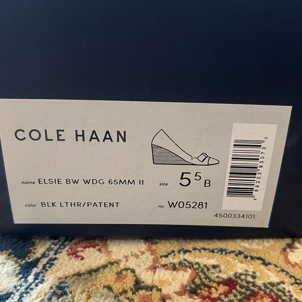 Cole Haan Elsie Black patent wedge W5.5 2.5 inch heel BNIB - Picture 7 of 8